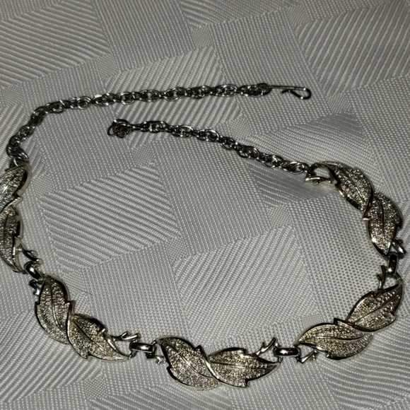 VINTAGE Choker Necklace Silver Pave Costume Jewels - Picture 2 of 8